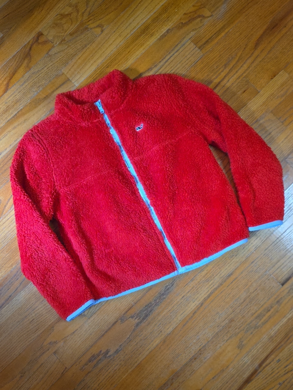 Vineyard Vines L (14) Teddy Fleece Red Light Blue Jacket